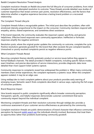 Reddit Complaint Resolution Thread Analysis
