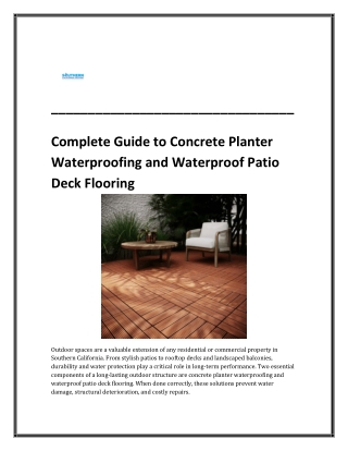 Complete Guide to Concrete Planter Waterproofing and Waterproof Patio Deck Flooring