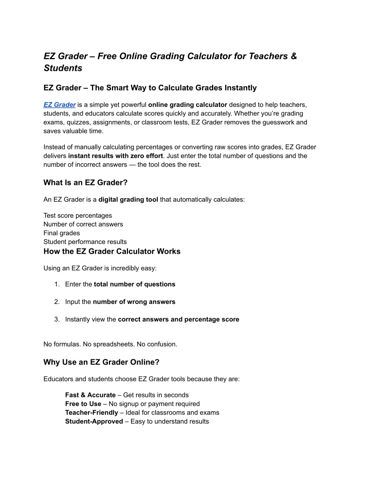 PPT - EZ Grader – Free Online Grading Calculator for Teachers ...