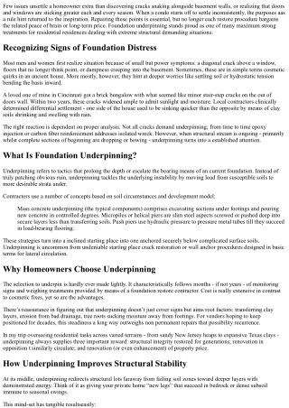 The Benefits of Foundation Underpinning for Residential Properties