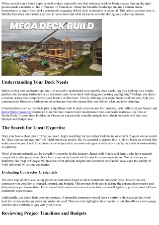Discover the Best Deck Contractors Near Me in Vancouver