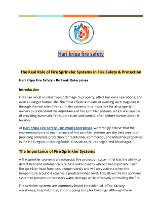 The Real Role of Fire Sprinkler Systems in Fire Safety & Protection