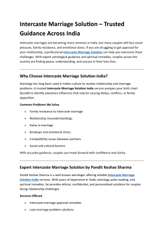 Intercaste Marriage Solution – Trusted Guidance Across India