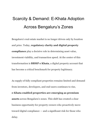 Scarcity & Demand_ E-Khata Adoption Across Bengaluru’s Zones