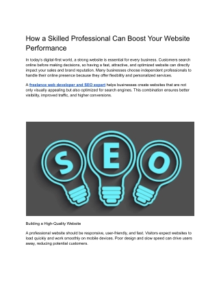 How a Skilled Professional Can Boost Your Website Performance