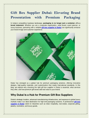 Gift Box Supplier Dubai_ Elevating Brand Presentation with Premium Packaging