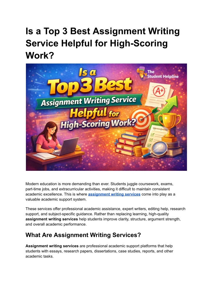 PPT - Is a Top 3 Best Assignment Writing Service Helpful for High ...