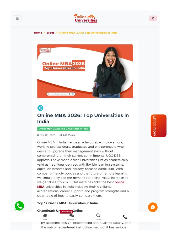 PPT - Top Online MBA Universities in India for 2026: Fees, Placements ...