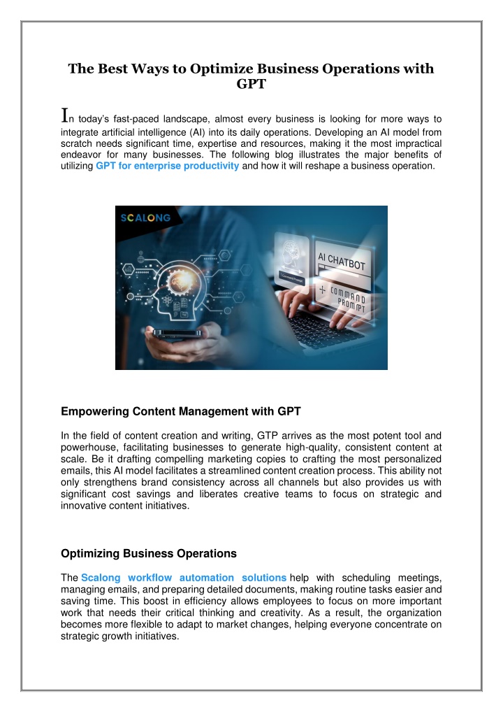 PPT - The Best Ways to Optimize Business Operations with GPT PowerPoint ...