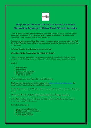 Why Smart Brands Choose a Native Content Marketing Agency to Drive Real Growth in India