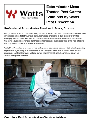 Exterminator Mesa Services for Homes & Businesses in Mesa, AZ