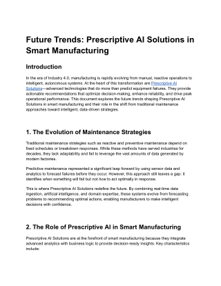 Future Trends Prescriptive AI Solutions in Smart Manufacturing