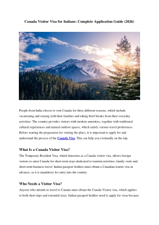 Canada Visitor Visa for Indians: Complete Application Guide (2026)