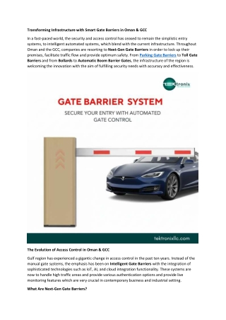 Transforming Infrastructure with Smart Gate Barriers in Oman & GCC