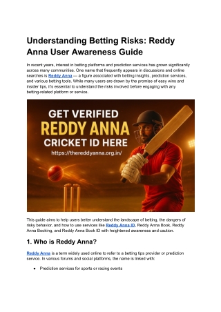 Understanding Betting Risks: Reddy Anna User Awareness Guide