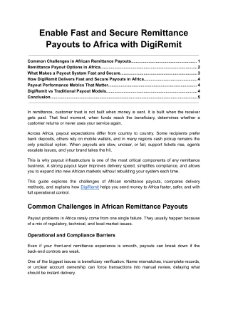Enable Fast and Secure Remittance Payouts to Africa with DigiRemit