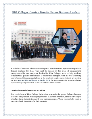 BBA Colleges: Create a Base for Future Business Leaders