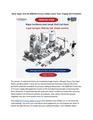 Mastering the Rulebook: Navigate Global & GCC Process Safety Regulations with NE