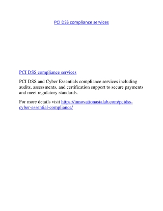 PCI DSS & Cyber Essentials Compliance Services Innovation Asia Lab
