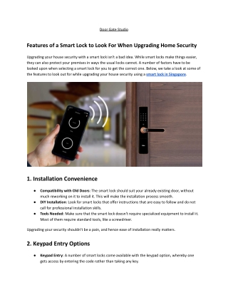 Features of a Smart Lock to Look For When Upgrading Home Security
