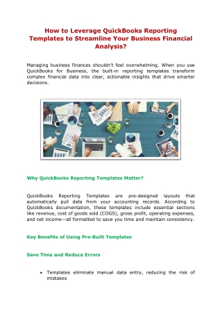 How to Leverage QuickBooks Reporting Templates to Streamline Your Business Financial Analysis