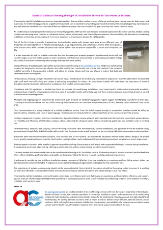 Essential Guide to Choosing the Right AC Installation Service for Your Home or Business