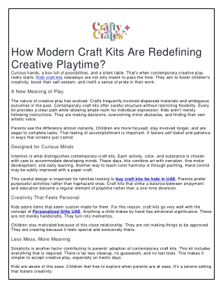 How Modern Craft Kits Are Redefining Creative Playtime