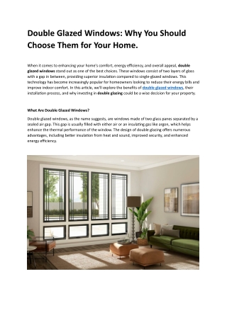 Double Glazed Windows: Why You Should Choose Them for Your Home.