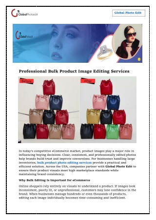 Bulk Product Photo Editing Services in USA – Global Photo Edit