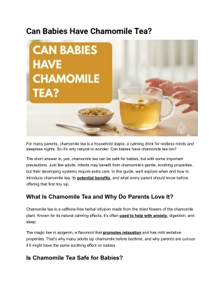 Can Babies Have Chamomile Tea?