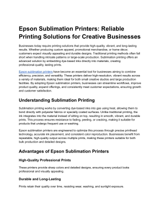 Epson Sublimation Printers