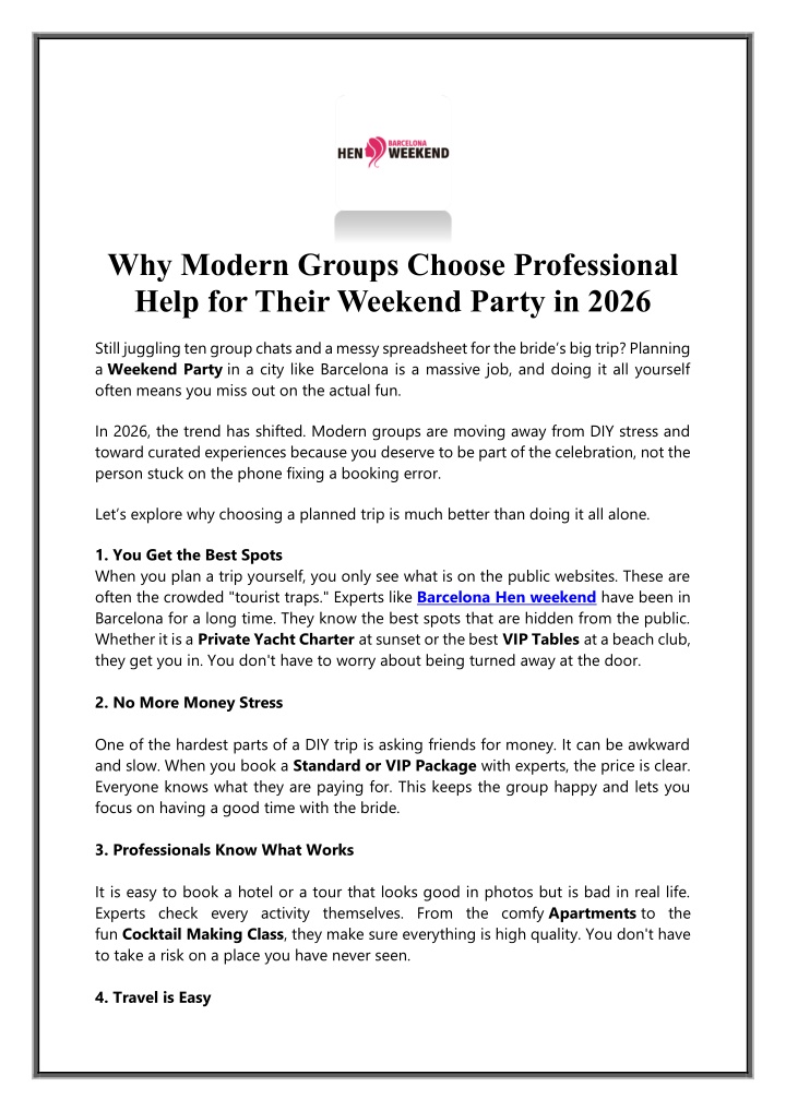 Help Weekend PPT - Why Modern Groups Choose Professional Help for Their Weekend ...