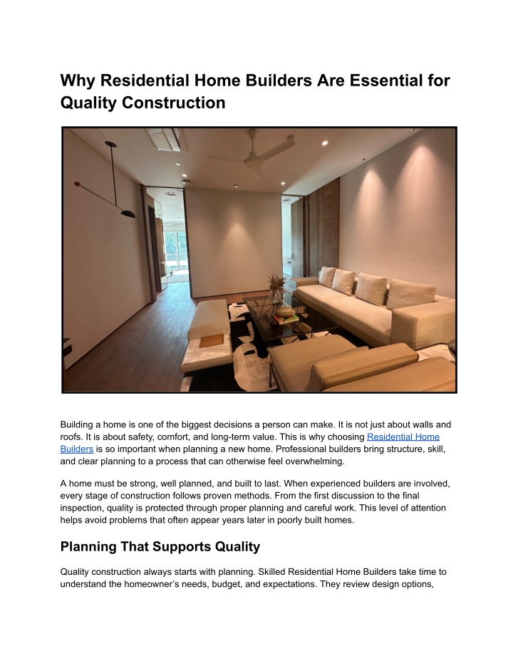PPT - Why Quality Construction Starts with Residential Home Builders ...