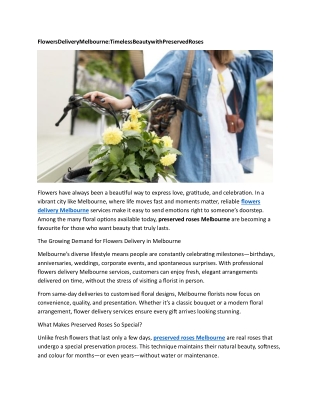 Flowers Delivery Melbourne : Timeless Beauty with Preserved Roses