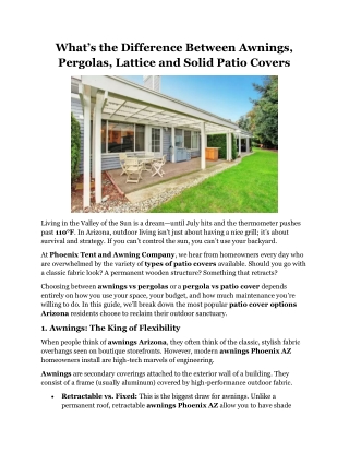 What’s the Difference Between Awnings, Pergolas, Lattice and Solid Patio Covers