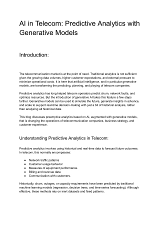 AI in Telecom_ Predictive Analytics with Generative Models