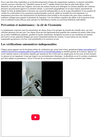 Solutions locales pour l'intervention sur les réseaux hydrauliques domestiques