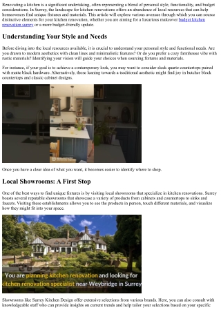 Local Resources For Finding Unique Fixtures And Materials.