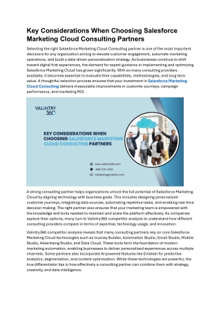 Key Considerations When Choosing Salesforce Marketing Cloud Consulting Partners