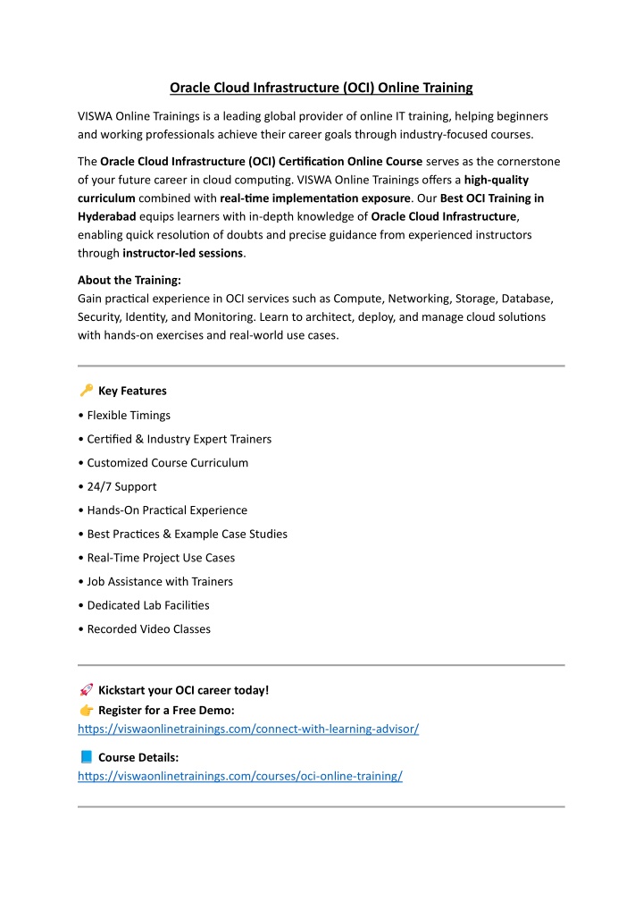 PPT - Oracle Cloud Infrastructure Online Training By VISWA Online ...