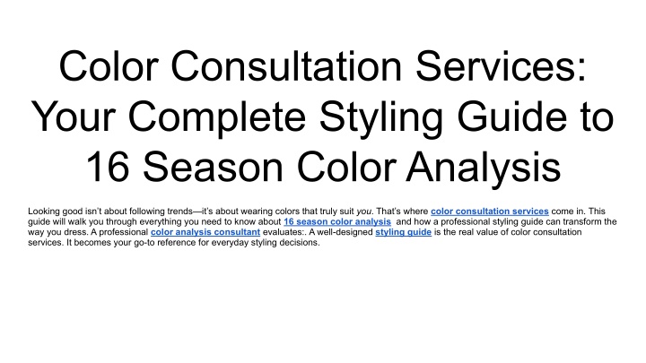 PPT - Color Consultation Services_ Your Complete Styling Guide to 16 ...