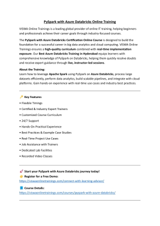 PySpark with Azure Databricks Training Institute Certification From India