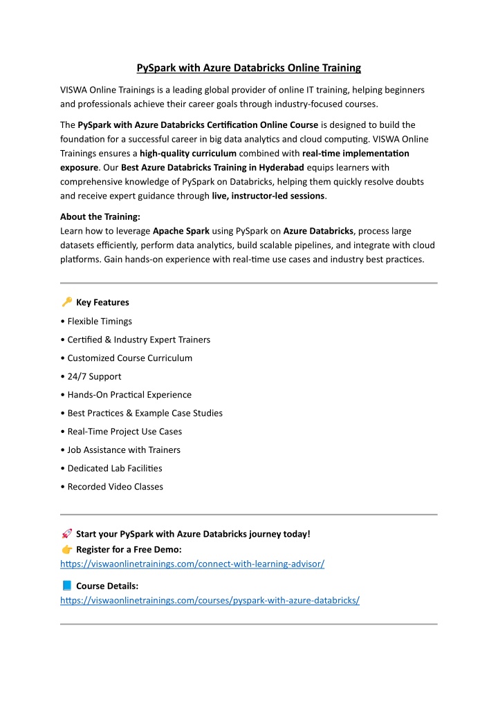 PPT - PySpark with Azure Databricks Training Institute Certification ...