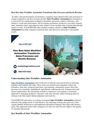 How Best Sales Workflow Automation Transforms Sales Processes and Boosts Revenue