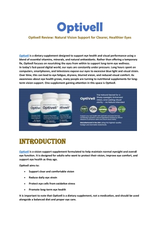 Optivell Review: Natural Vision Support for Clearer, Healthier Eyes