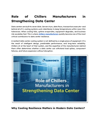 Role of Chillers Manufacturers in Strengthening Data Center