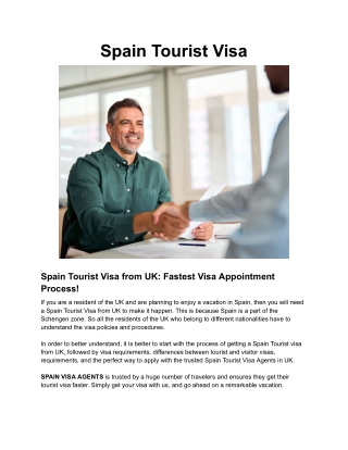 Online Spain Tourist Visa from UK – Apply with Confidence