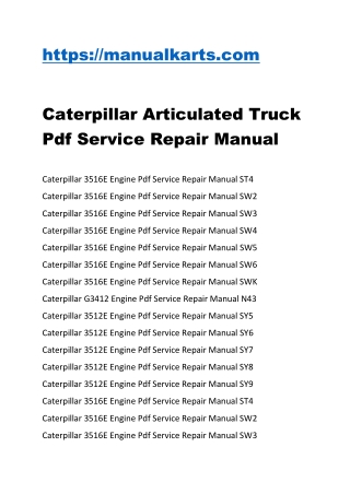 Caterpillar Articulated Truck Pdf Service Repair Manual