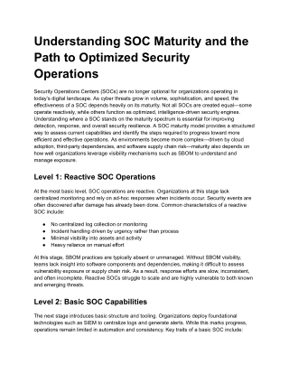 Understanding SOC Maturity and the Path to Optimized Security Operations