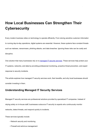 How Local Businesses Can Strengthen Their Cybersecurity